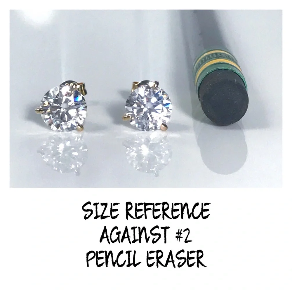 14KT 2 CARAT GENUINE MOISSANITE SOLID YELLOW GOLD MARTINI SET STUD EARRINGS NWOT - Picture 8 of 12